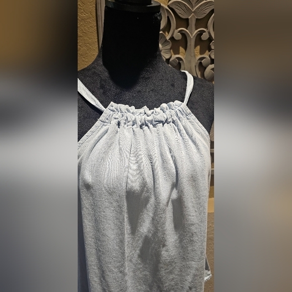 Time And Tru Tie Halter Light Denim Blue Wash Large Lightweight - Picture 3 of 6